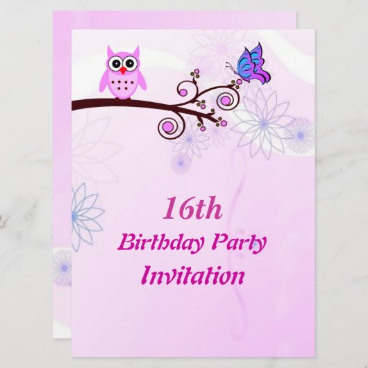 Sweet 16 Anniversaire Invitation (Devant / Derrière)