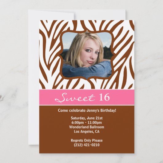 Sweet 16 Anniversaire Invitation (Devant)