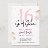 Sweet 16 Anniversaire Invitation (Devant)