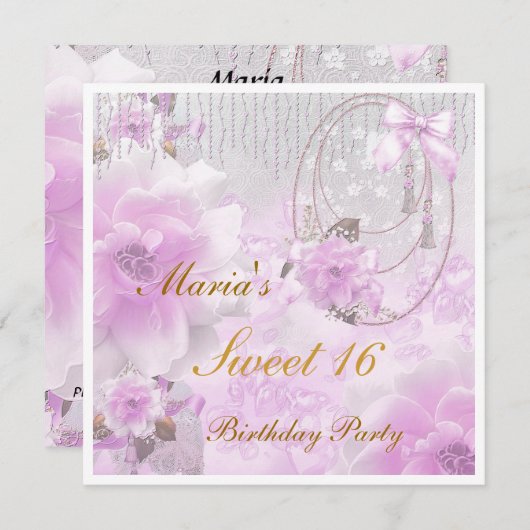 Sweet 16 Anniversaire Invitation (Devant / Derrière)