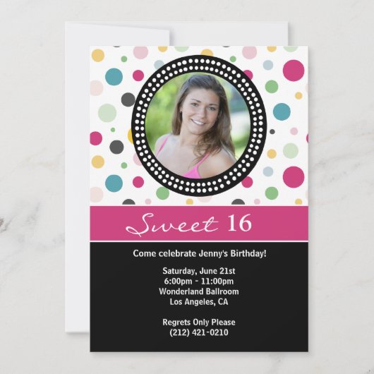 Sweet 16 Anniversaire Invitation (Devant)