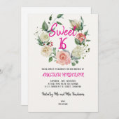 Sweet 16 Anniversaire Invitation (Devant / Derrière)