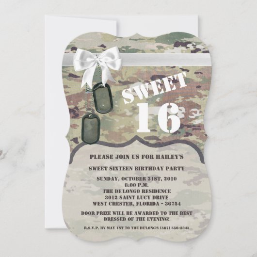 Sweet 16 Anniversaire Invitation Armée OCP Camo Un (Devant)