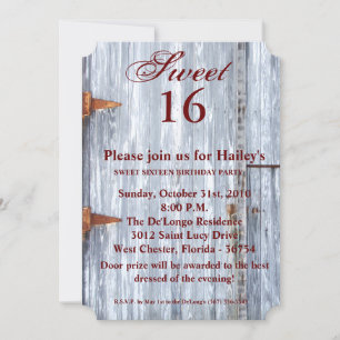 Sweet 16 Anniversaire Invitation Blanc Laver Bois