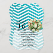 Sweet 16 Anniversaire Invitation Boho Cactus Cactu (Devant / Derrière)
