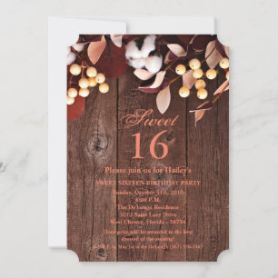 Sweet 16 Anniversaire Invitation Branche de coton 