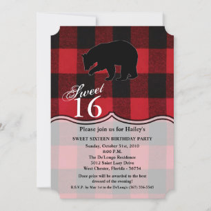 Sweet 16 Anniversaire Invitation Buffalo Rouge Our