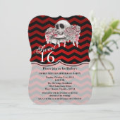 Sweet 16 Anniversaire Invitation crâne Rose Gothic (Debout devant)
