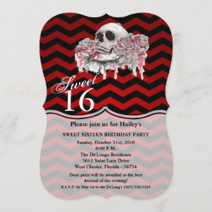 Sweet 16 Anniversaire Invitation crâne Rose Gothic