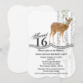 Sweet 16 Anniversaire Invitation Deer Doe Woodland (Devant / Derrière)