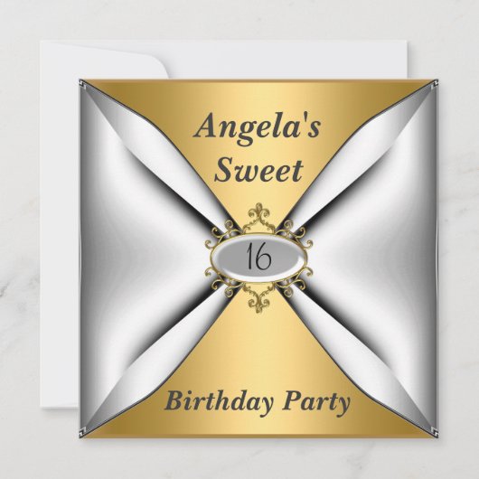 Sweet 16 anniversaire Invitation Gold (Devant)