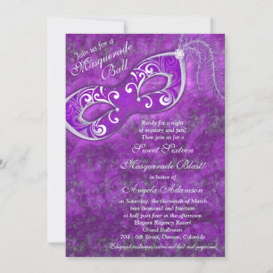 Sweet 16 Anniversaire Invitation   Masquerade Purp