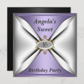 Sweet 16 anniversaire Invitation Mauve (Devant / Derrière)