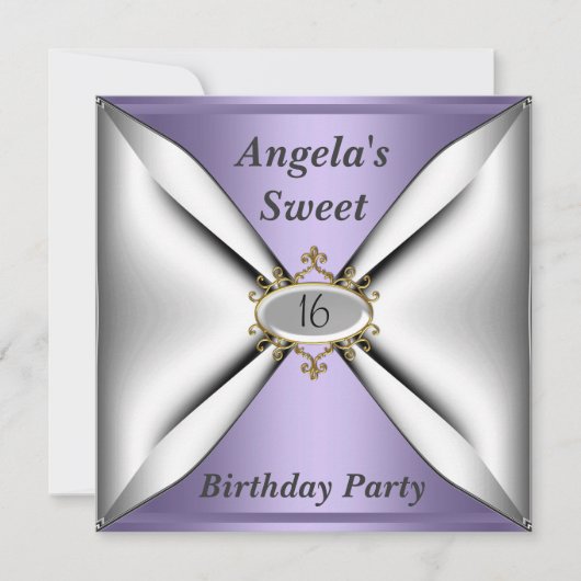 Sweet 16 anniversaire Invitation Mauve (Devant)