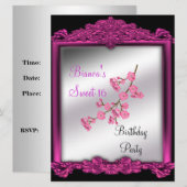 Sweet 16 Anniversaire invitation rose (Devant / Derrière)