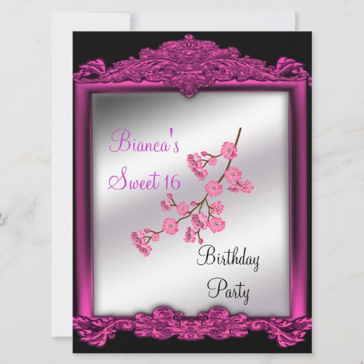 Sweet 16 Anniversaire invitation rose (Devant)