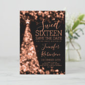 Sweet 16 Anniversaire Invitation Rose Or Noël (Debout devant)