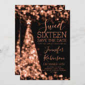 Sweet 16 Anniversaire Invitation Rose Or Noël (Devant / Derrière)