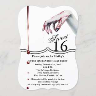 Sweet 16 Anniversaire Invitation zombie goutte de 