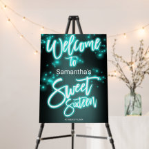 Sweet 16 Anniversaire Turquoise Neon Glow Dark Par