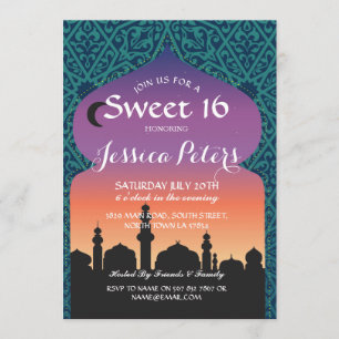 Sweet 16 Arabian Nights Verjaardag Blauwgroen Uitn Kaart