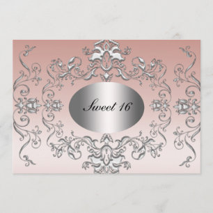 Sweet 16 Argent Rose Élégante Invitation