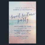 Sweet 16 Beach Party Invitation BUDGET PAPIER FLYE<br><div class="desc">Un bon rapport qualité-prix MOINS CHER PAPIER VOLER À LA MAIN EN PERSONNE version de notre chic rose et turquoise aqua bleu océan coucher de soleil avec feuille de palmier d'or rose et un dégradé brumeux arrière - plan sur un thème d'été douce invitation 16 anniversaire. Tous les termes peuvent...</div>