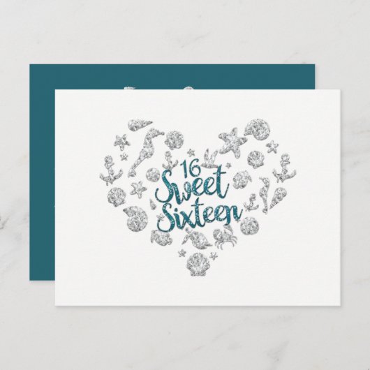 SWEET 16 Beach Party Invitation Enregistrer la dat (Devant / Derrière)