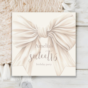 Sweet 16 Beige Bow Waterverf Servet