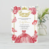 Sweet 16 Beurre Invitation Robe Rouge Floral (Debout devant)