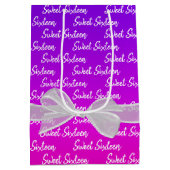 Sweet 16 Birthday Bow op Neon Medium Cadeauzakje (Achterkant)