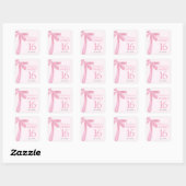 Sweet 16 Birthday Coquette Pink Bow Personalized  Vierkante Sticker (Vel)