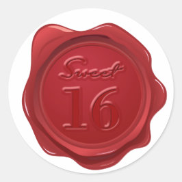 Sweet 16 Birthday Faux Wax Seal Ronde Sticker