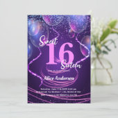 Sweet 16 Birthday Girly Glam Balloons Kaart (Staand voorkant)