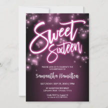Sweet 16 Birthday Hot Pink Neon Glow Dark Party