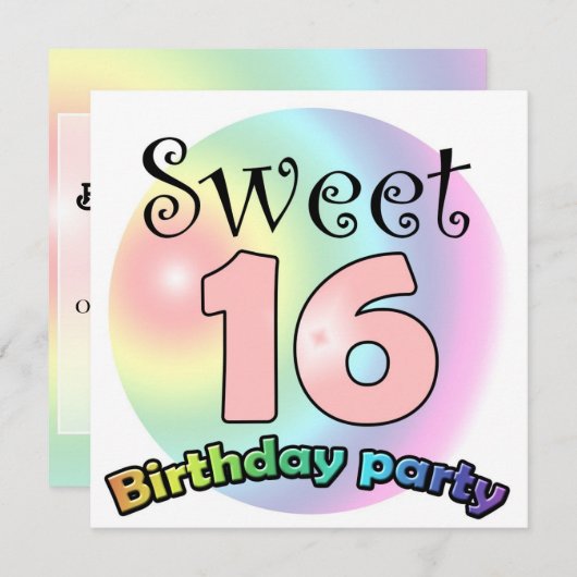 Sweet 16 birthday invitation Custom (Devant / Derrière)