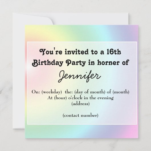 Sweet 16 birthday invitation Custom (Dos)