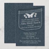 Sweet 16 Birthday Invite | Borduurde denim Kaart (Voorkant / Achterkant)