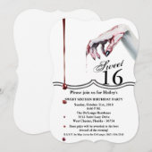 Sweet 16 Birthday Invite zombie blood drip vampire Kaart (Voorkant / Achterkant)