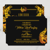 Sweet 16 BIRTHDAY MASQUERADE Gold Ticket Kaart (Voorkant / Achterkant)