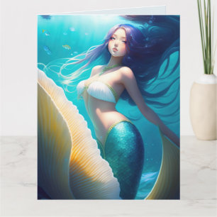 SWEET 16 BIRTHDAY MERMAID GIRL ART WENSKAARTEN KAART