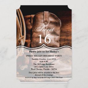Sweet 16 Birthday Noite Cowboy Boots Barn Wood Ru Kaart