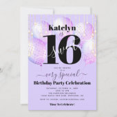Sweet 16 Birthday Paarse ballonnen Bold Modern Fun Kaart (Voorkant)
