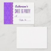 SWEET 16 BIRTHDAY Paarse tabelkaarten V03E Plaatskaartje (Voorkant / Achterkant)