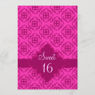 Sweet 16 Birthday Party Pink Arabesque Graphic Kaart