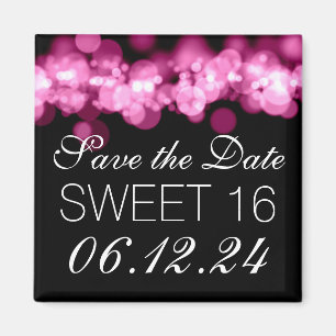 Sweet 16 Birthday Party Pink Bokeh Lights Magneet