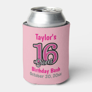 Sweet 16 Birthday Party Pink Glitter Sparkle Blikjeskoeler