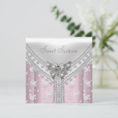 Sweet 16 Birthday Party White Butterfly Floral Kaart (Staand voorkant)