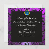 SWEET 16 BIRTHDAY PINK BLUE BLACK DAMASK KAART (Achterkant)