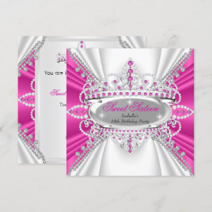 Sweet 16 Birthday Princess Hot Pink Diamonds Tiara Kaart